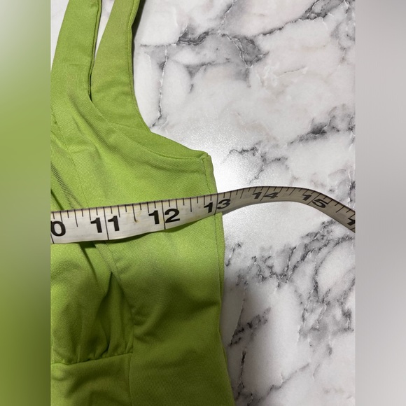 Lime green tank top bustier milkmaid Y2k brat crop top womens small bei si dun - Picture 2 of 6